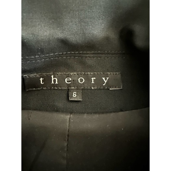 Women 6 Theory Amanda Blazer Wool 2 Button Black Suit Career Work Lined - Picture 5 of 6